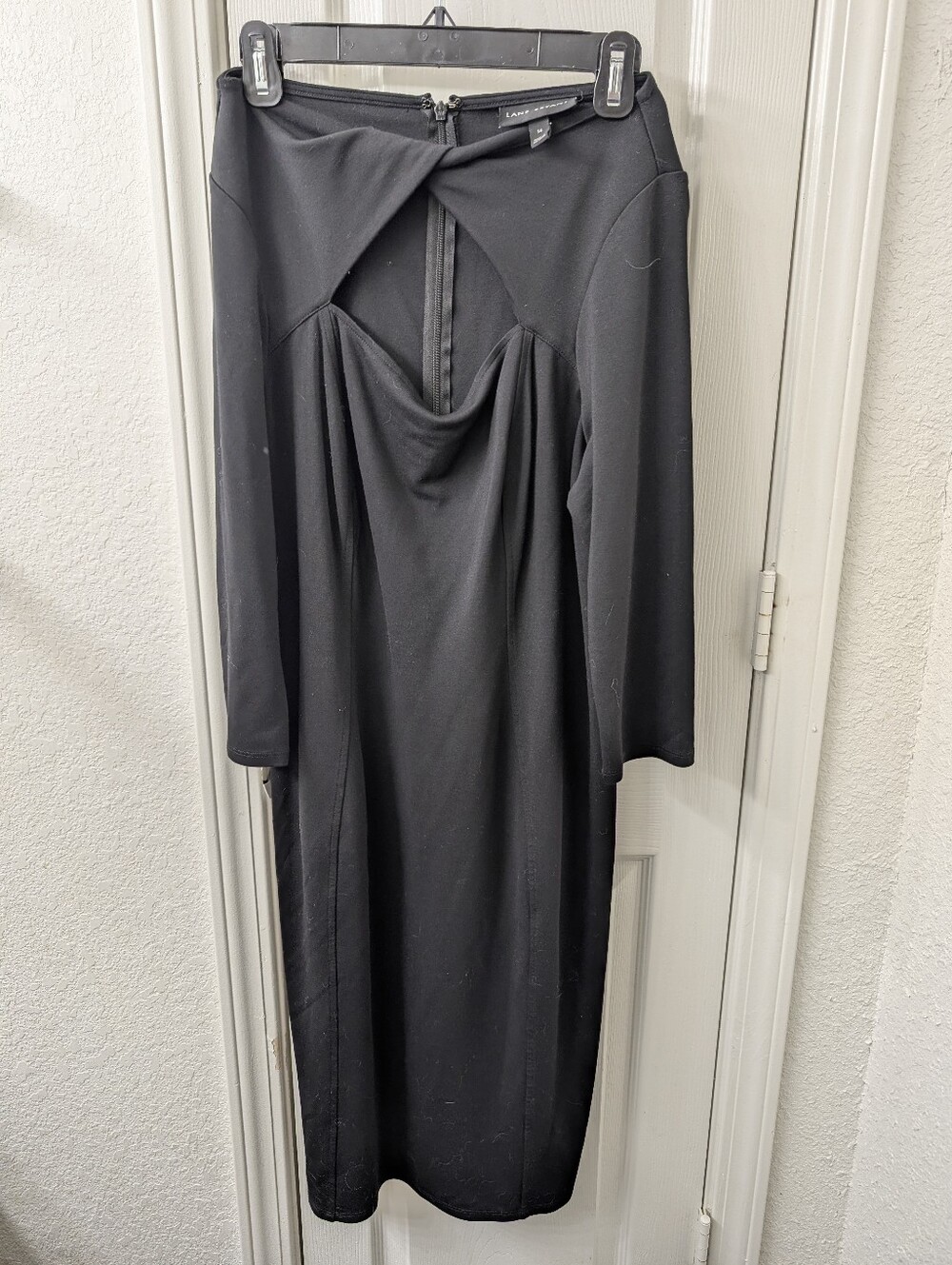 Lane Bryant Black Long Sleeve Draped Midi Dress